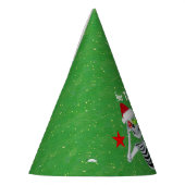 スケルトンおっちょこちょいの保持オーナメントサンタハットグリーン パーティーハット (左)