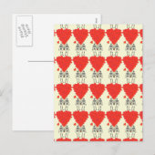 スケルトンおもしろいと愛ハートバレンタイン シーズンポストカード (正面/裏面)