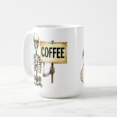 スケルトンおもしろいコーヒーアディクティッドハロウィーン コーヒーマグカップ (正面左)