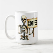 スケルトンおもしろいコーヒーアディクティッドハロウィーン コーヒーマグカップ (左)