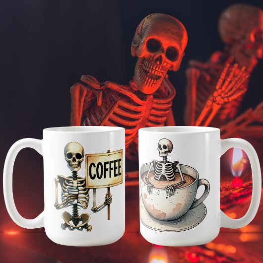 スケルトンおもしろいコーヒーアディクティッドハロウィーン コーヒーマグカップ