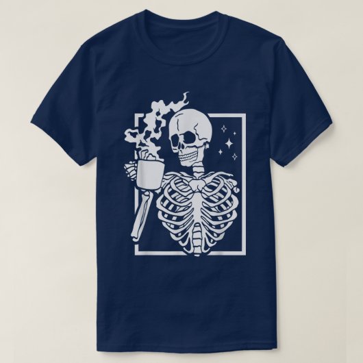 スケルトンおもしろいコーヒーカフェイン愛好家Coff Tシャツ (デザイン正面)