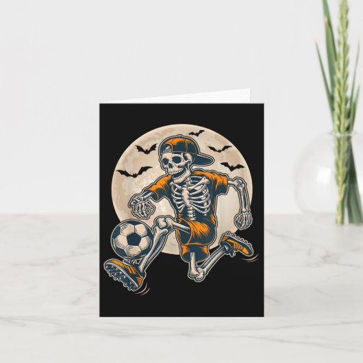 スケルトンおもしろいサッカー男性ボーイズキッズハロウィンコスト カード (正面)