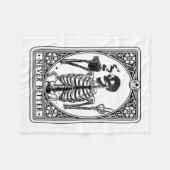 スケルトンおもしろいタロットカードネバーベタースカルハロ フリースブランケット (正面(横))