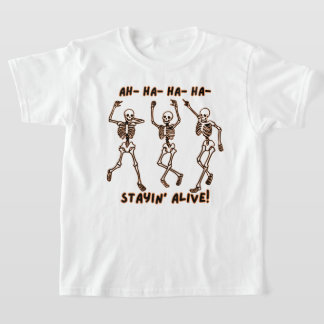 スケルトンおもしろいダンス – ステイインアライブハロウィーン Tシャツ