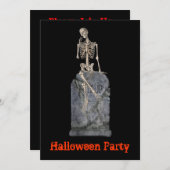 スケルトンおもしろいトンムストーンハロウィーン招待状 招待状 (正面/裏面)