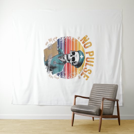 スケルトンおもしろいナースノーパルスデザイン – ダークユーモア タペストリー (インサイチュ(横))