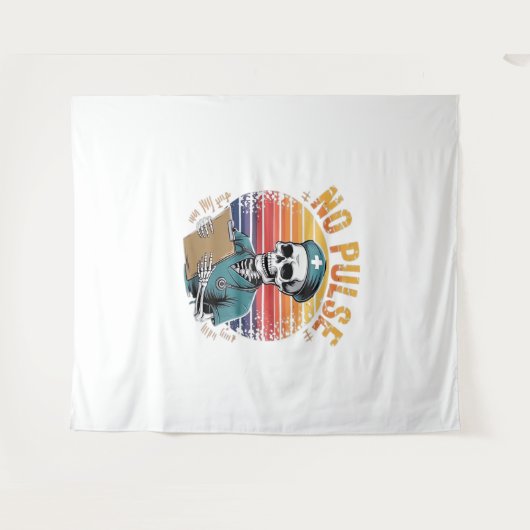 スケルトンおもしろいナースノーパルスデザイン – ダークユーモア タペストリー (正面(横))