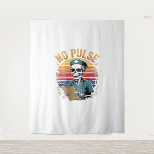 スケルトンおもしろいナースノーパルスデザイン – ダークユーモア タペストリー (正面)