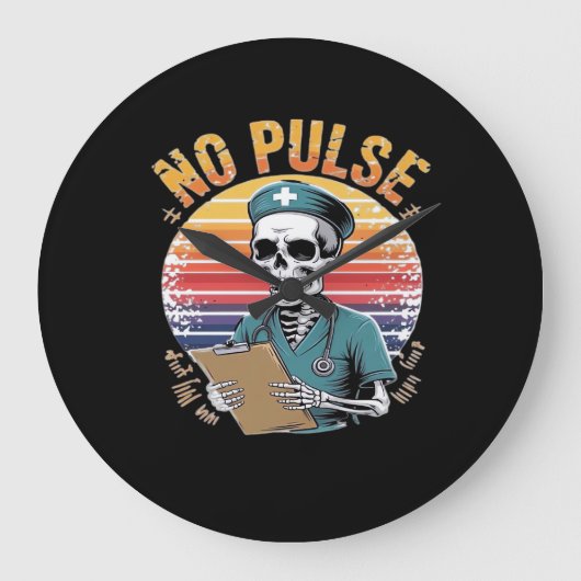 スケルトンおもしろいナースノーパルスデザイン – ダークユーモア ラージ壁時計 (正面)