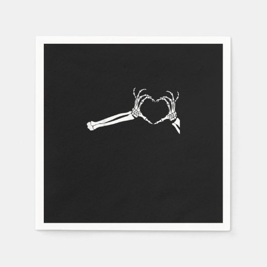 スケルトンおもしろいハートハンド。ハロウィーンのコスチューム スタンダードカクテルナプキン (正面)