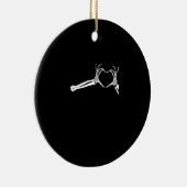 スケルトンおもしろいハートハンド。ハロウィーンのコスチューム セラミックオーナメント (右)