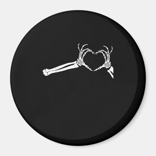 スケルトンおもしろいハートハンド。ハロウィーンのコスチューム マグネット (正面)