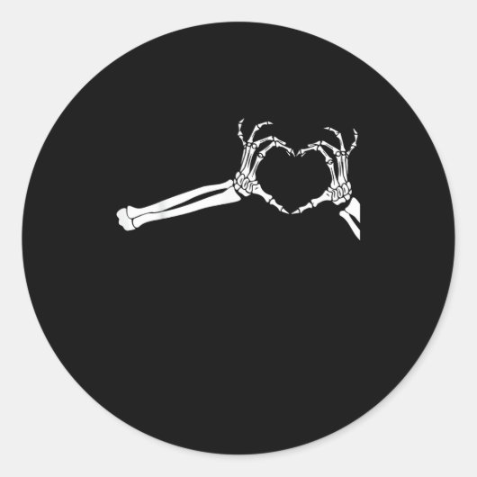 スケルトンおもしろいハートハンド。ハロウィーンのコスチューム ラウンドシール (正面)