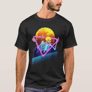 スケルトンおもしろいミームレトロ80sのVaporwave Outun Sty Tシャツ