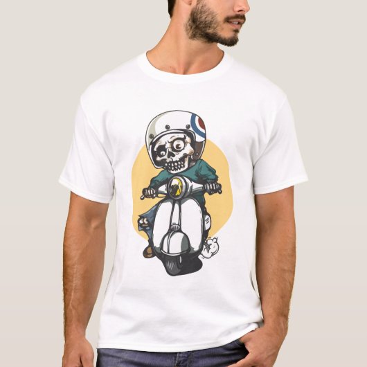 スケルトンおもしろいライディングバイク Tシャツ (正面)