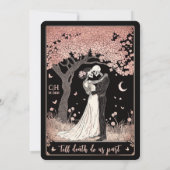スケルトンおよび桜タロット結婚式招待状 招待状 (裏面)