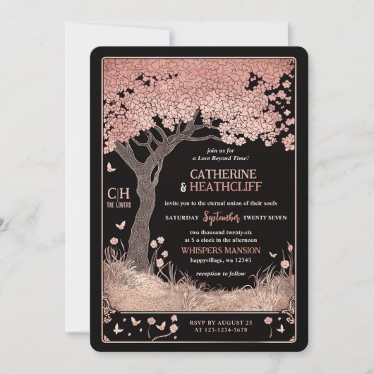 スケルトンおよび桜タロット結婚式招待状 招待状 (正面)