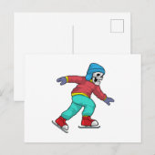 スケルトンがアイススケートとアイススケートを履いて ポストカード (正面/裏面)