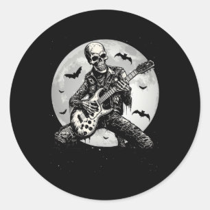 スケルトンがギターを演奏するパンクロック音楽のハロウィン ラウンドシール