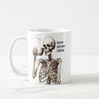 スケルトンがコーヒーカップを持つハロウィン コーヒーマグカップ