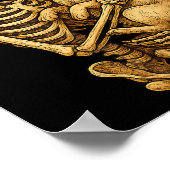 スケルトンがハグするパグ ハロウィン パグ好き パグママ ポスター (角)