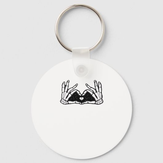 スケルトンがハートの手を取る キーホルダー (正面)