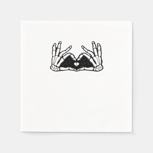 スケルトンがハートの手を取る スタンダードカクテルナプキン (正面)