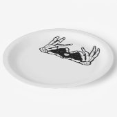 スケルトンがハートの手を取る ペーパープレート (アングル)