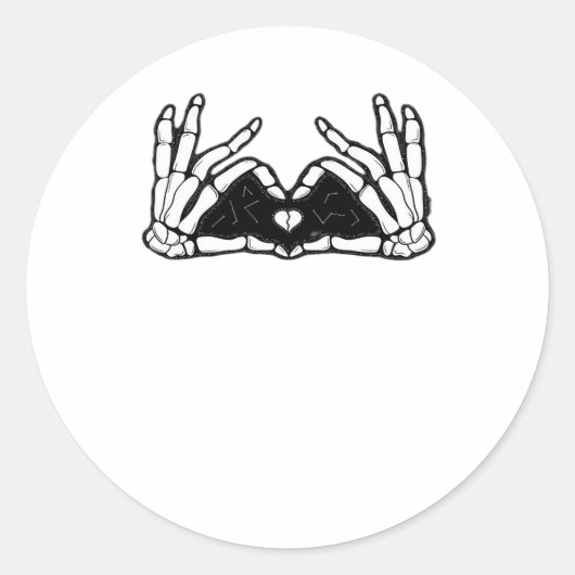 スケルトンがハートの手を取る ラウンドシール (正面)