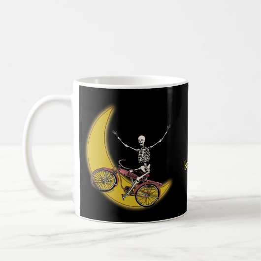 スケルトンがバイクに乗るマグカップ コーヒーマグカップ (左)