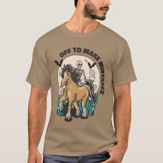 スケルトンが友達の乗馬を間違えて乗っている Tシャツ