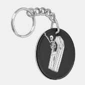 スケルトンが棺から飛び出す キーホルダー (正面左)