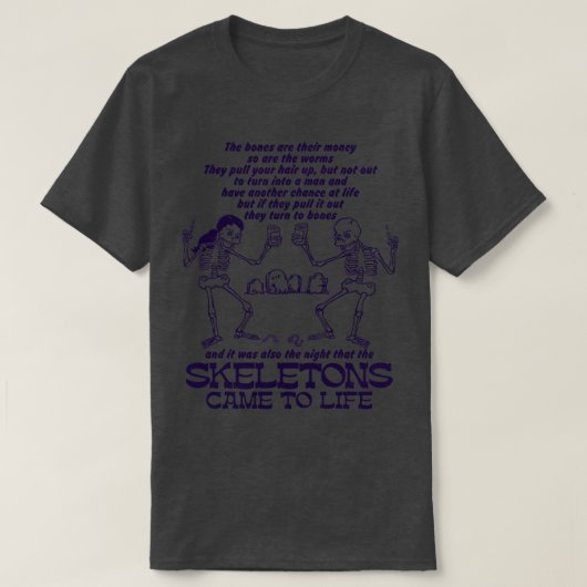 スケルトンが生き来出す夜 Tシャツ (デザイン正面)