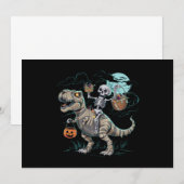 スケルトンが騎乗する恐竜 ティラノサウルス ハロウィン パンプキン 招待状 (正面/裏面)