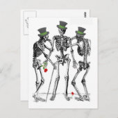 スケルトンつるが脱帽ヴィンテージプリント ポストカード (正面/裏面)