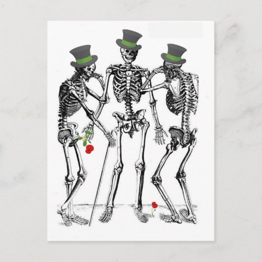 スケルトンつるが脱帽ヴィンテージプリント ポストカード (正面)