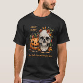 スケルトンとカボチャのハロウィン Tシャツ (正面)