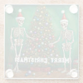 スケルトンとカラフルオーナメントクリスマス ガラスコースター (裏面)