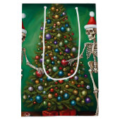 スケルトンとカラフルオーナメントクリスマス ミディアムペーパーバッグ (裏面)