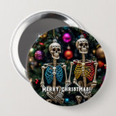 スケルトンとカラフルオーナメントクリスマス 缶バッジ (正面&裏面)