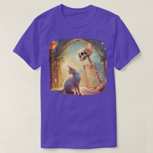 スケルトンとキャッ最高のクの友達が猫おもしろいをLo Tシャツ (デザイン正面)