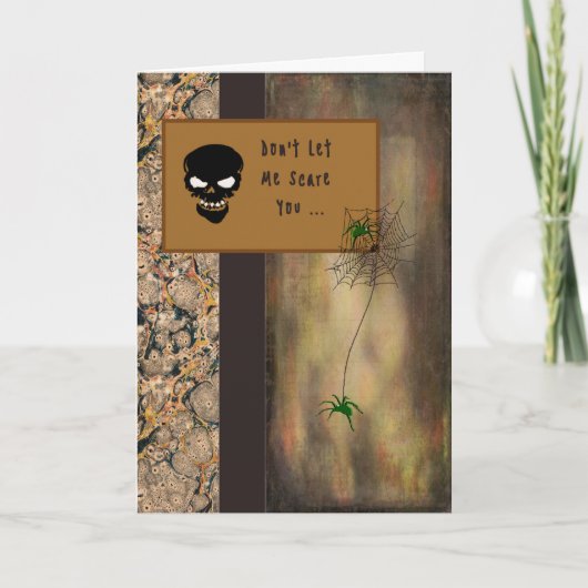 スケルトンとクモを持つハロウィンカード カード (正面)