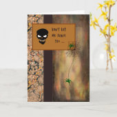 スケルトンとクモを持つハロウィンカード カード (黄色い花)