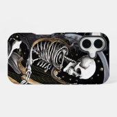 スケルトンとハープ I iPhone 16ケース (裏面横)