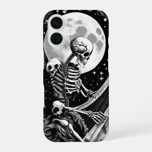 スケルトンとハープ III iPhone 16ケース (裏面)