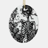 スケルトンとバラ セラミックオーナメント (右)