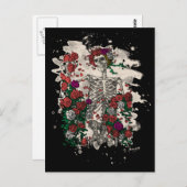 スケルトンとバラ – 漂白バージョン ポストカード (正面/裏面)