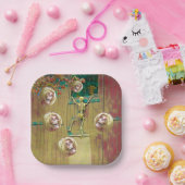 スケルトンとモッキングヘッドハロウィーン ペーパープレート (パーティー)