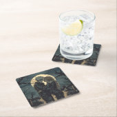 スケルトンと女性のロマンチックなゴシック風刺画 スクエアペーパーコースター (インサイチュ)